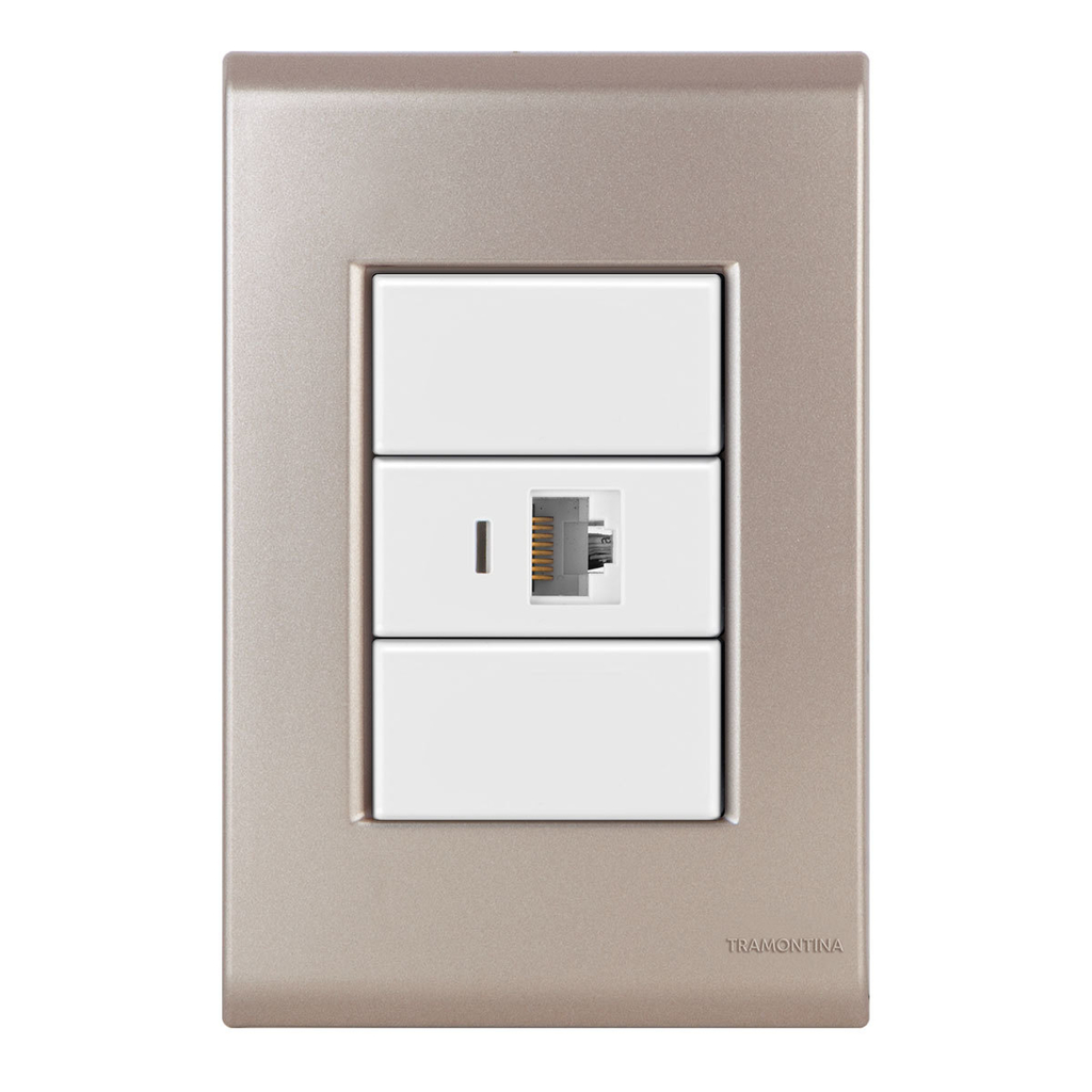 Conjunto 1 Tomada Rede Rj45 - Tramontina Liz Ouro Velho / Branco - Tlob033