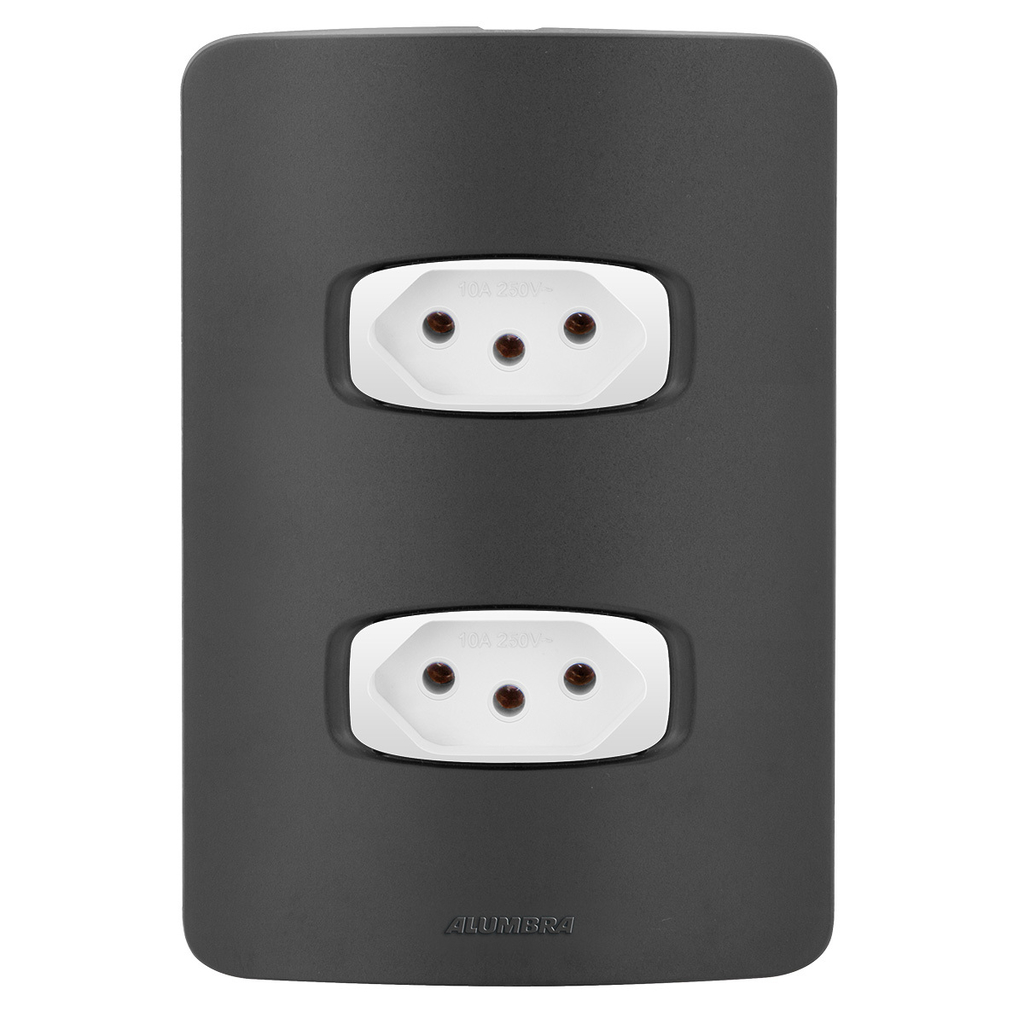 Conjunto 1 Tomada 10a + 1 Tomada 20a - Gracia Black Maxx / Branco - Gmpb007