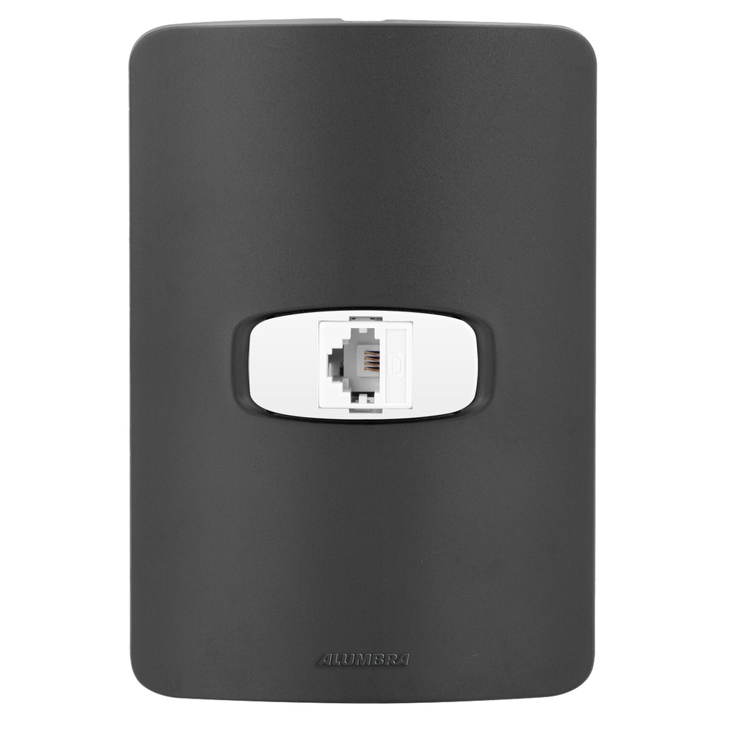Conjunto 1 Tomada Telefone Rj11 - Gracia Black Maxx / Branco - Gmpb031
