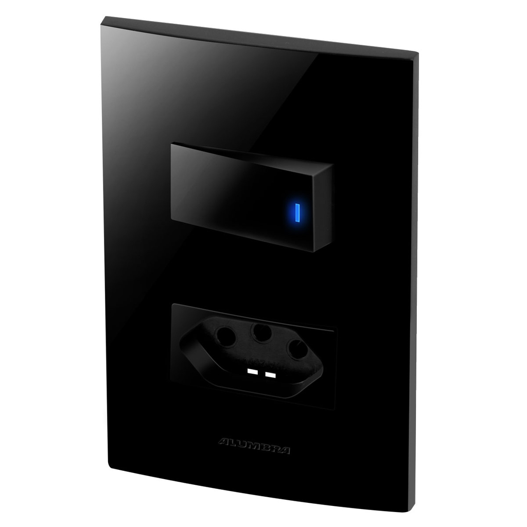 Conjunto 1 Interruptor Led + 1 Tomada 20a - Inova Black Piano - Blp29