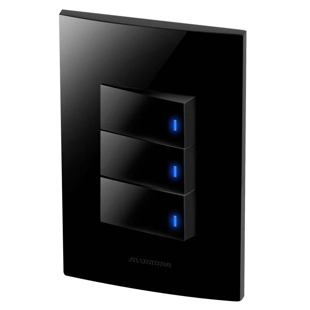 Conjunto 3 Interruptores Led - Inova Black Piano - Blp33