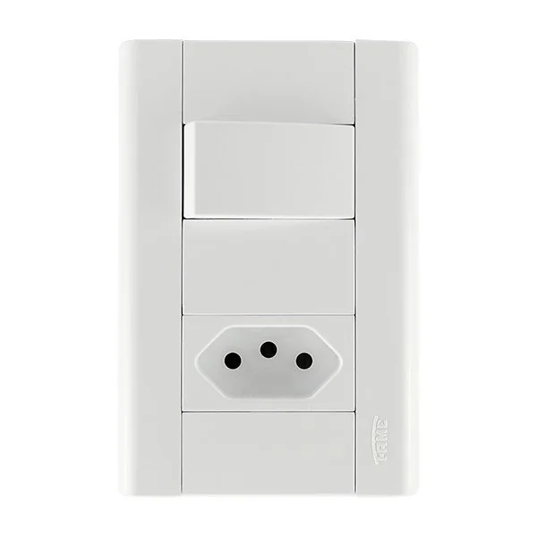 Conjunto 1 Interruptor Simples + 1 Tomada 10a - Fame Modulare - 1435