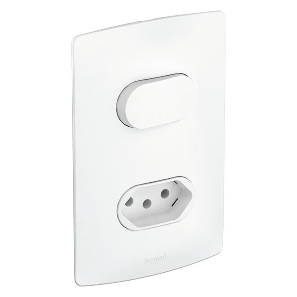 Conjunto 1 Interruptor Simples + 1 Tomada 10a - Pial Nereya - 663160