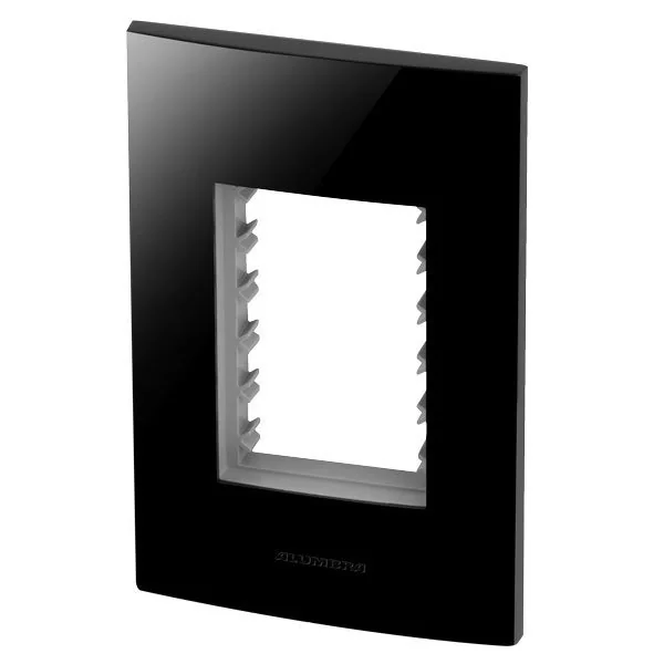 Placa 3 Módulos + Suporte 4x2 - Inova Black Piano - 85528