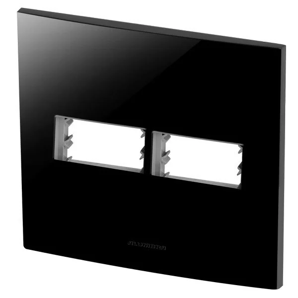 Placa 2 Módulos + Suporte 4x4 - Inova Black Piano - 85530