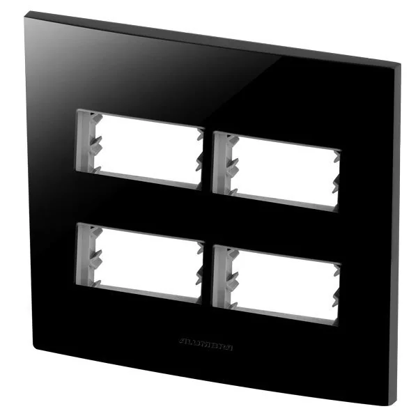 Placa 4 Módulos + Suporte 4x4 - Inova Black Piano - 85531
