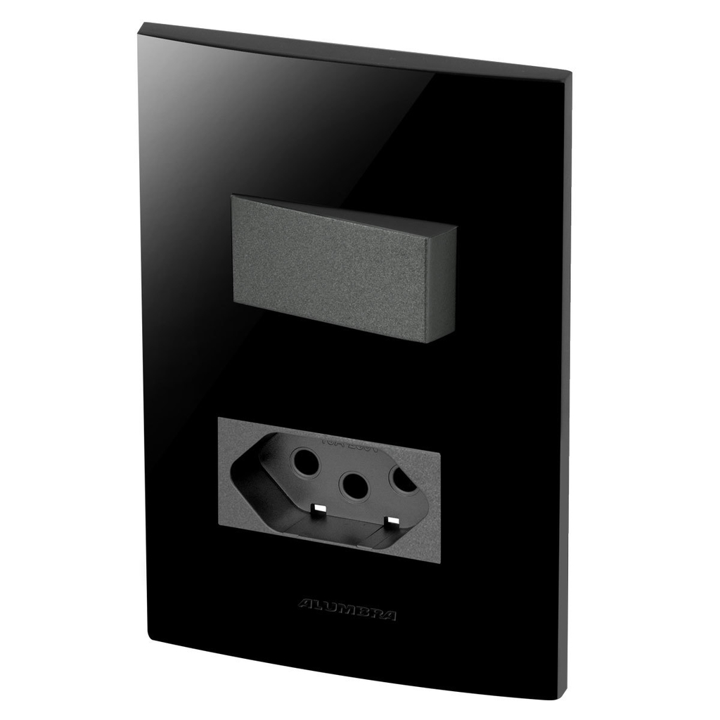 Conjunto 1 Simples + 1 Tomada 10a - Inova Black / Grafite - Bpg10