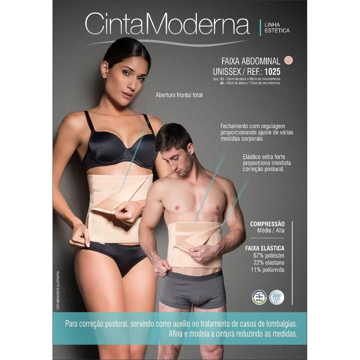 Faixa Abdominal 1025 - Cor: Chocolate Tam: P/M