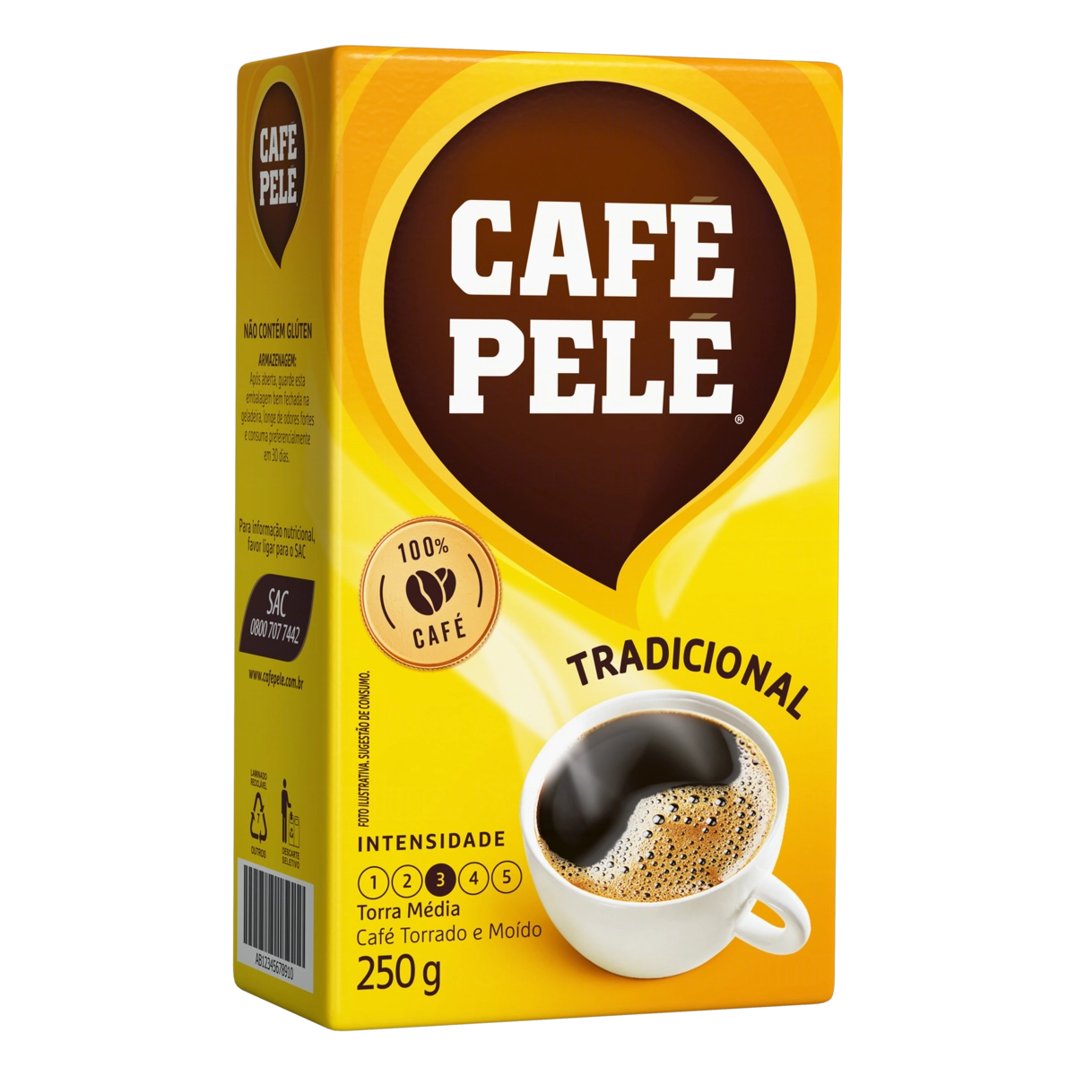 Café Torrado E Moído A Vácuo Tradicional Café Pelé Pacote 250g