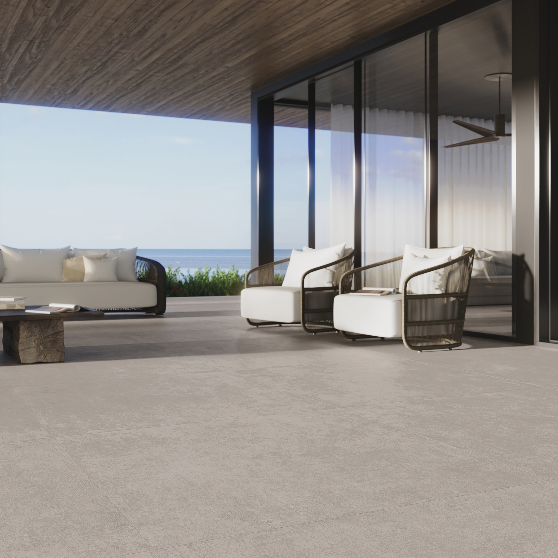 Porcelanato Cimentício Borda Reta Externo 120x120cm Cape Cod Mist Portobello