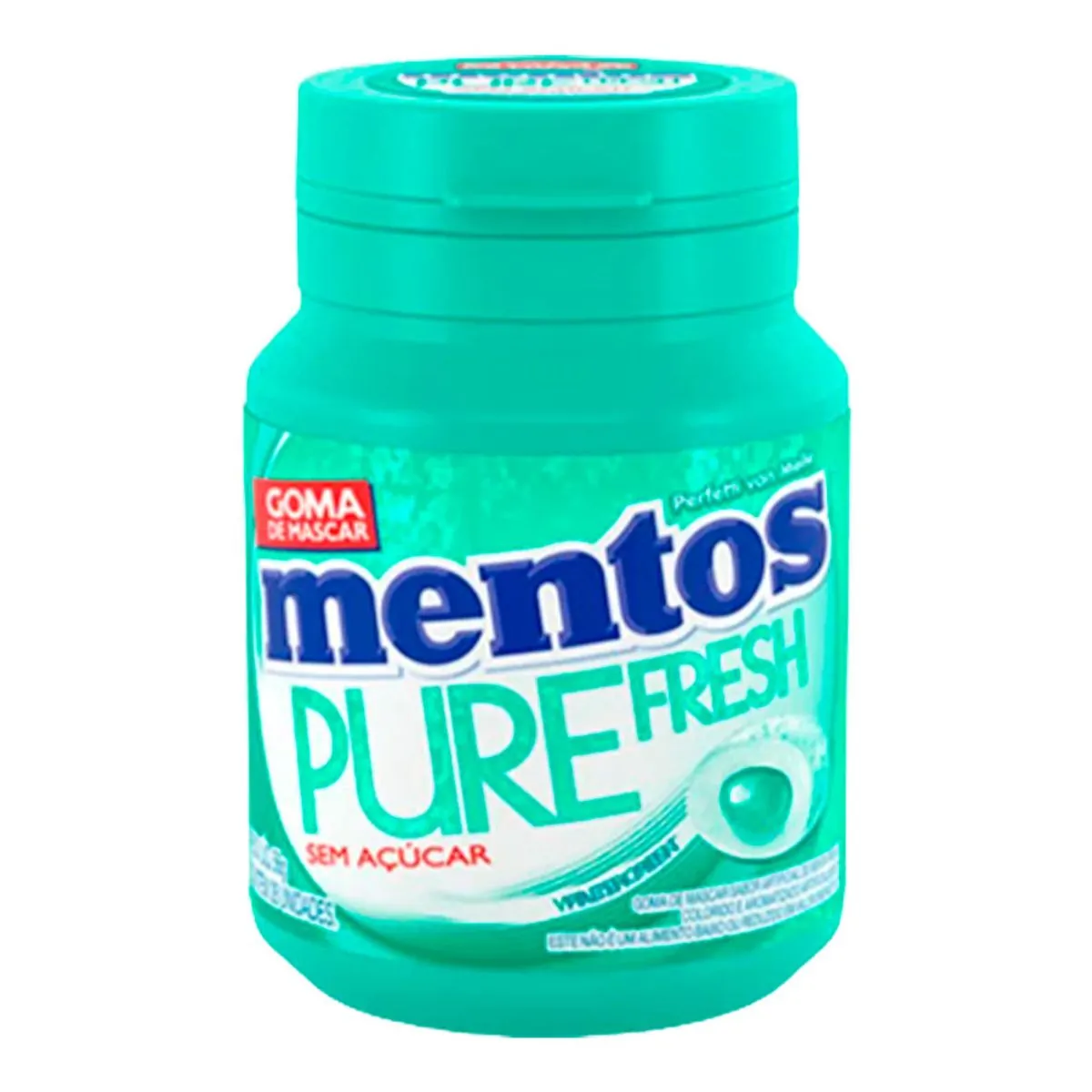 Goma de Mascar Sabor Menta Verde Sem Açúcar MENTOS Pote 56g com 28 Unidades