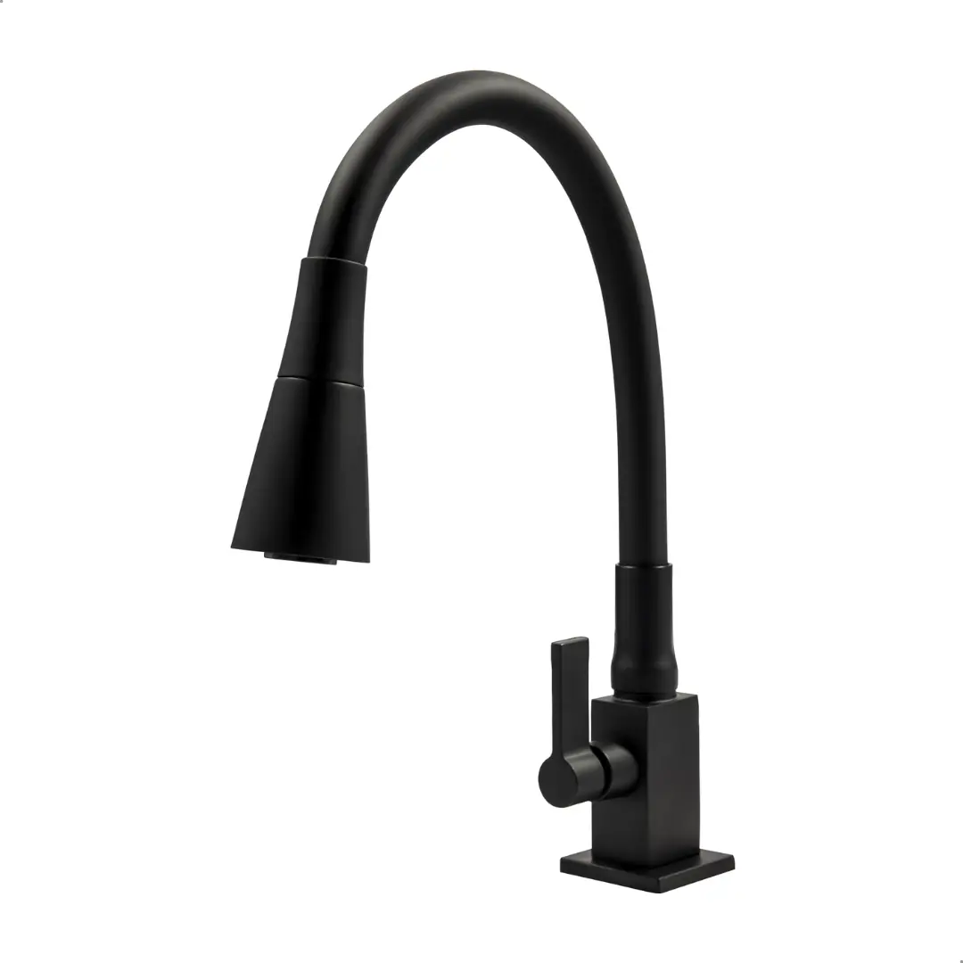 Torneira Gourmet Preta Para Cozinha Bancada Quadrada Cone