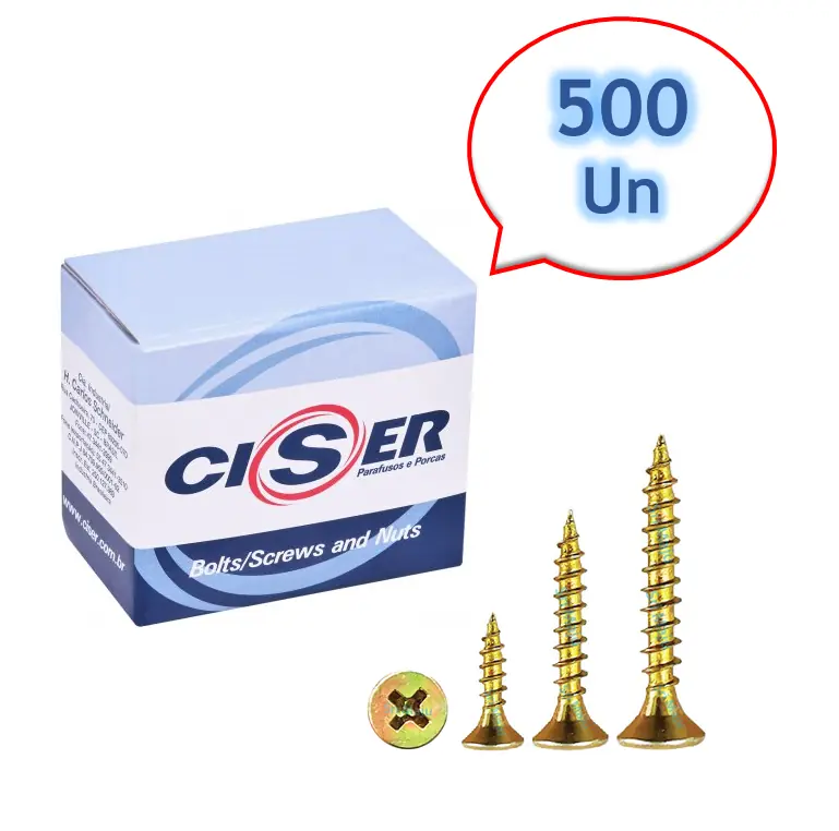 500 Peças Parafuso Madeira Chata Phillips 4,5 X 35 4.5x35