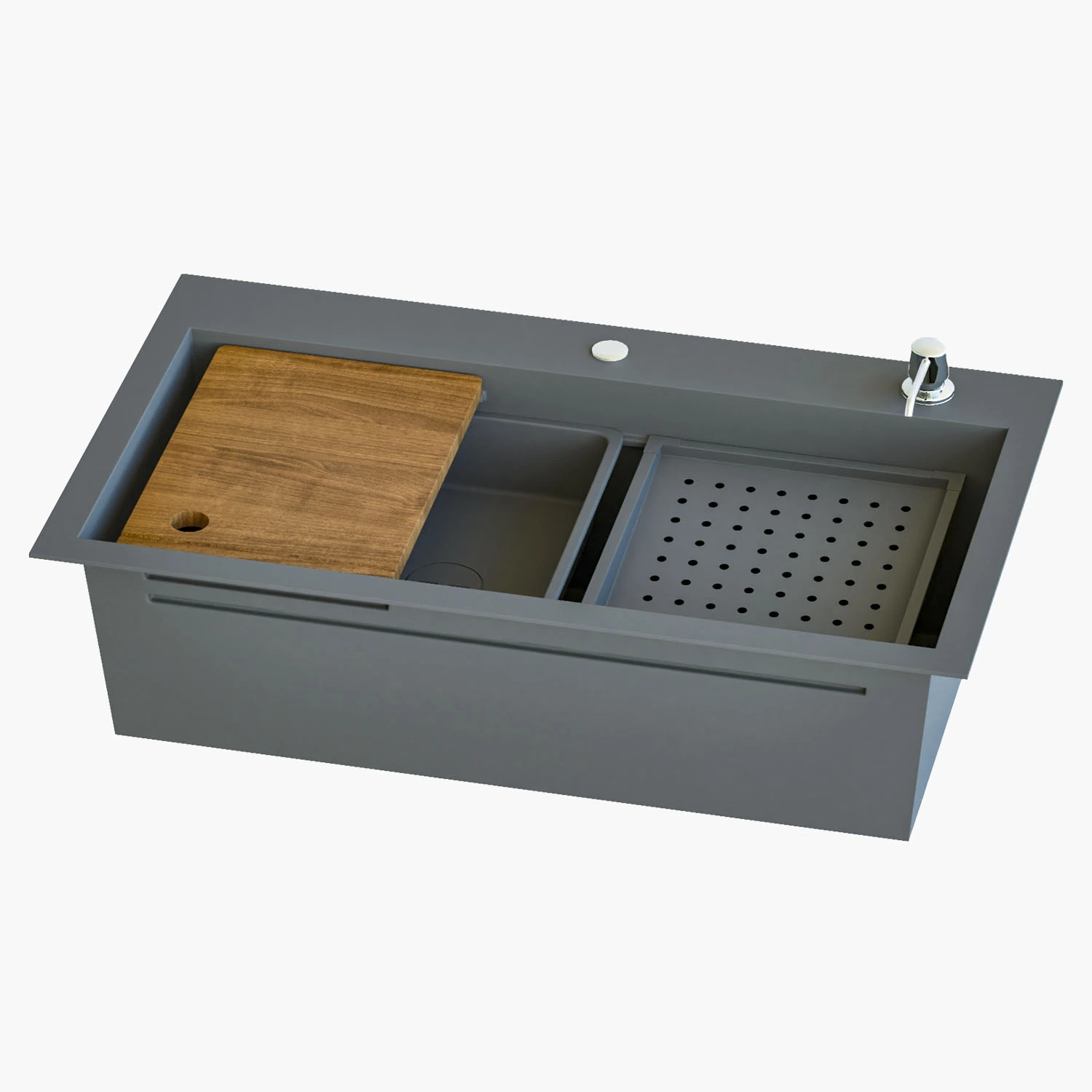 St008-g - Cuba De Cozinha Gourmet Cinza 75x46cm - Com Acessórios - Aço Inox 304 Scoth Ceramic Cinza