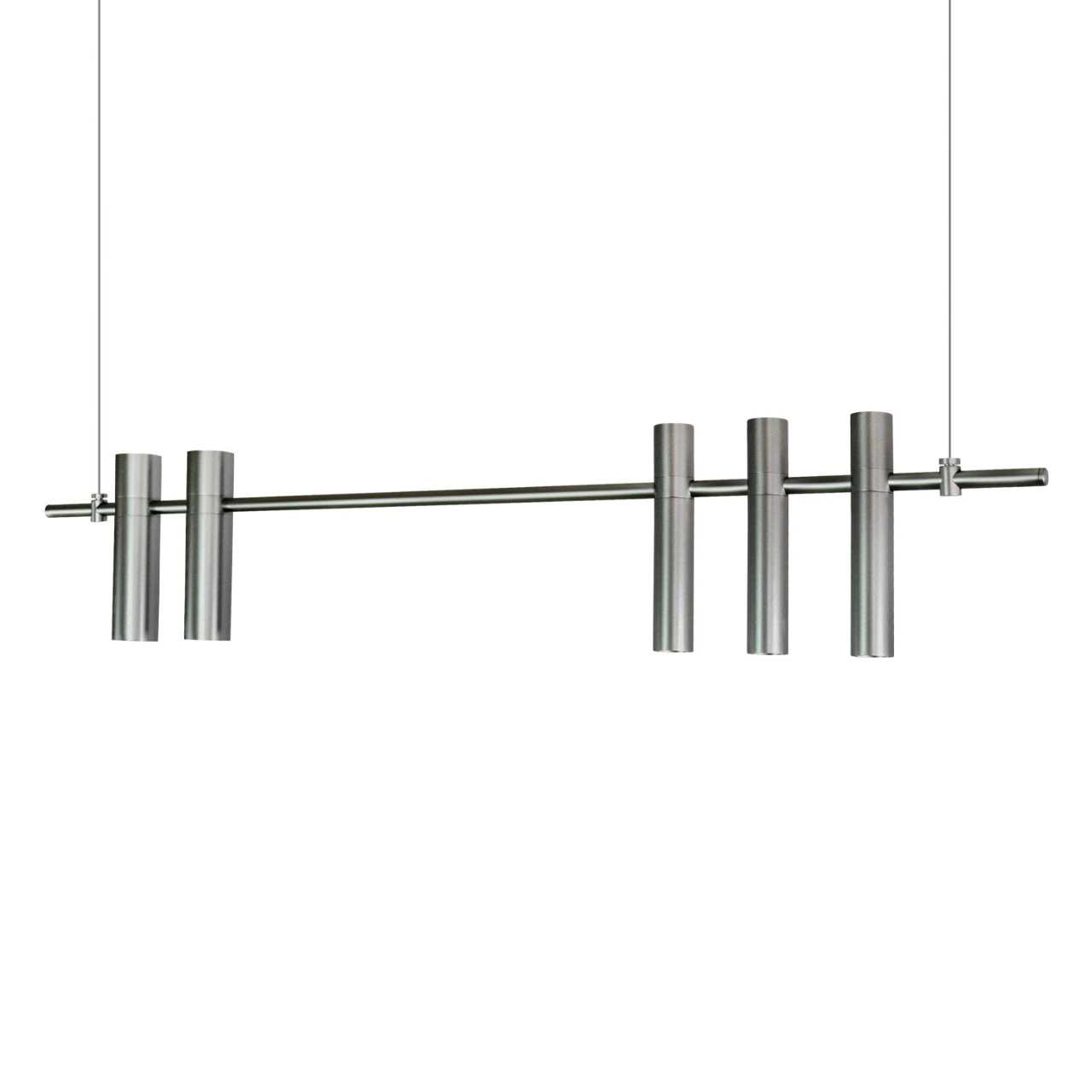 Pendente Moderno Dutti 120cm 5 Lamp Gu-10 Prata Lunar Bivolt