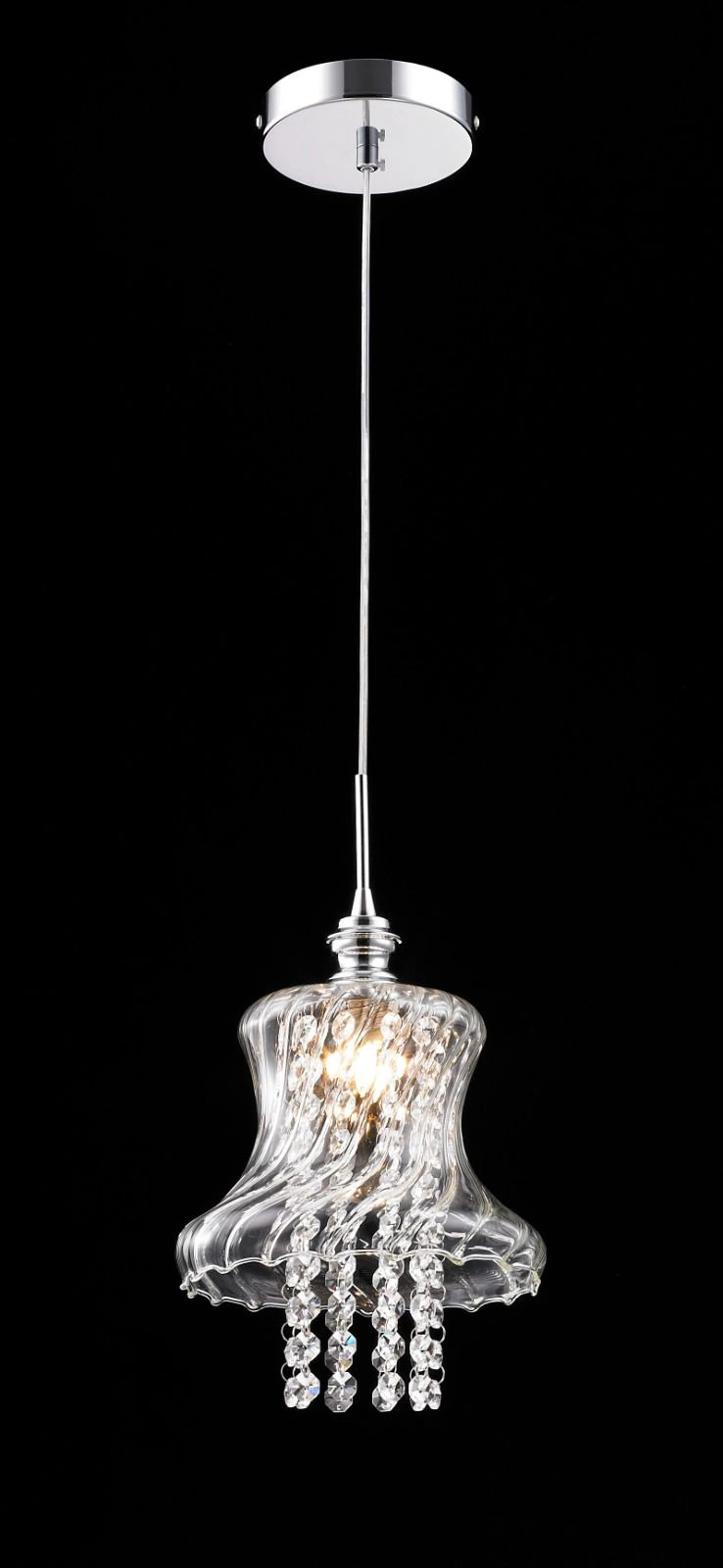 Pendente Vidro Transparente Com Cristais 14 5cm Pe-012/1.19 Mais Luz