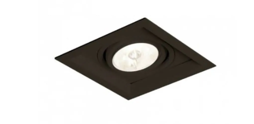 Embutido Ar111 Simples Quadrado Recuado Preto 20x20x4cm