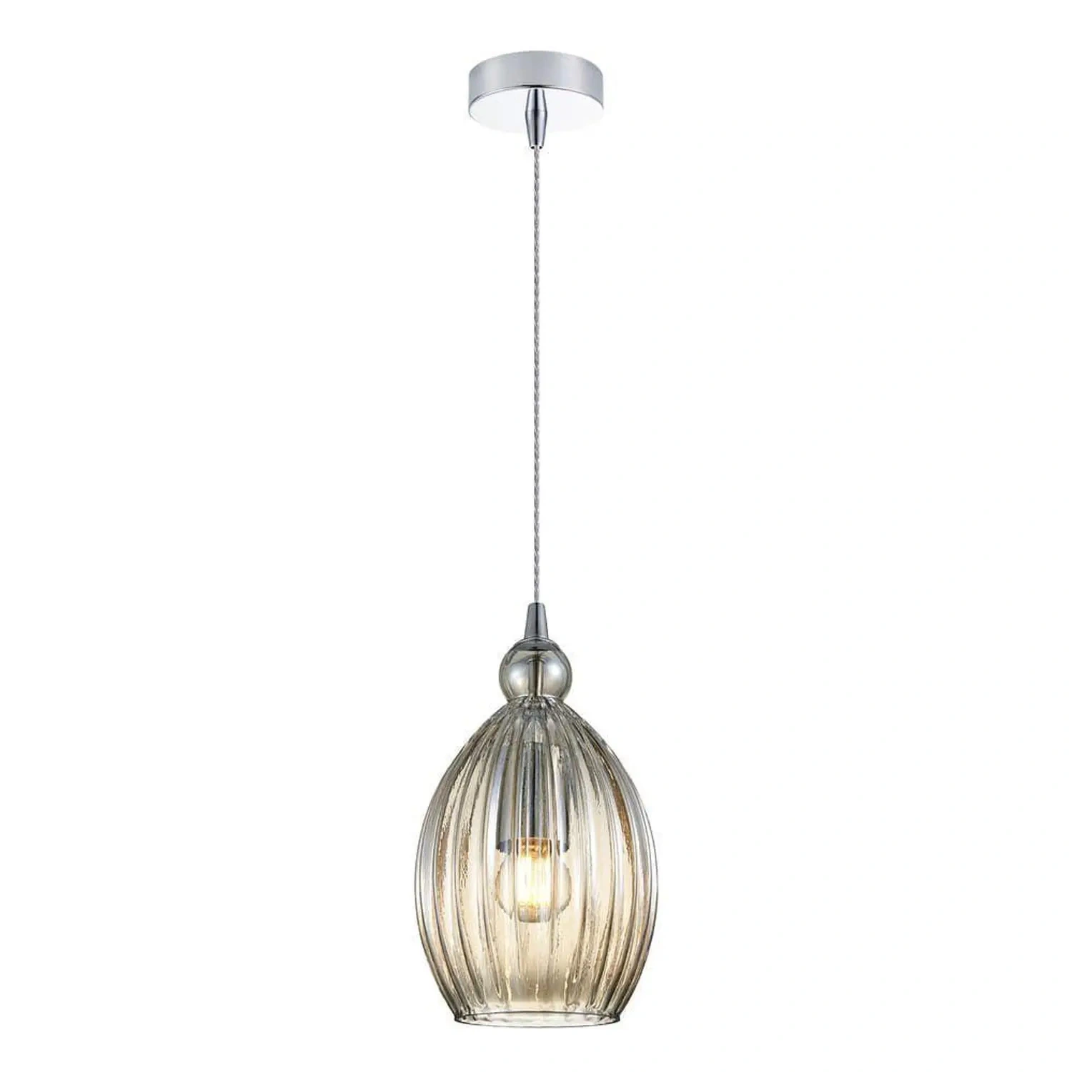 Pendente Bombato Vidro Conhaque 26cm 1e27 Pe-055/1.15 Mais Luz