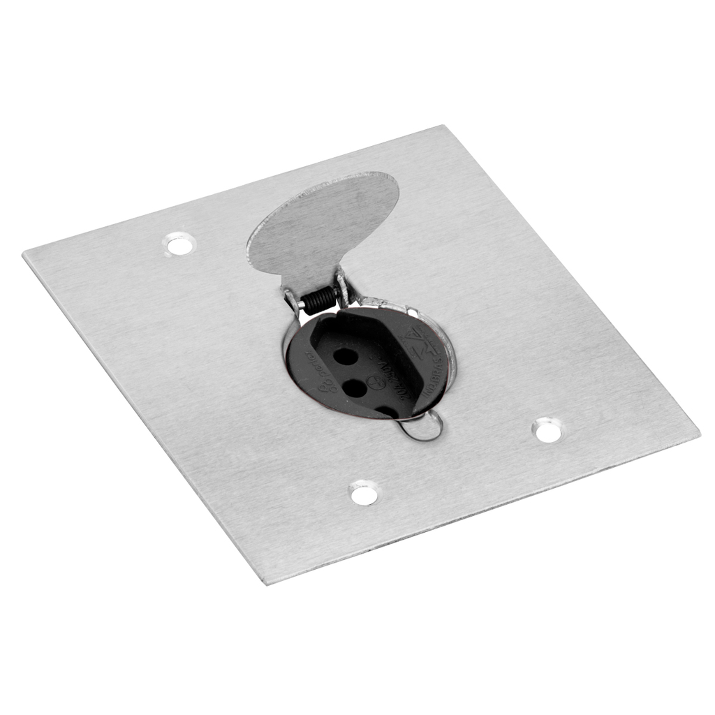 Conjunto 1 Tomada 10a Preta De Piso 4x4 – Alumínio – Tpa010