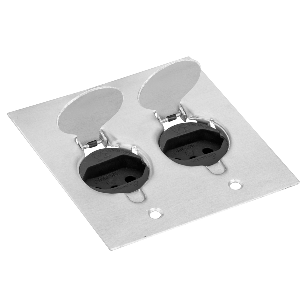 Conjunto 2 Tomadas 10a Preta De Piso 4x4 – Alumínio – Tpa019