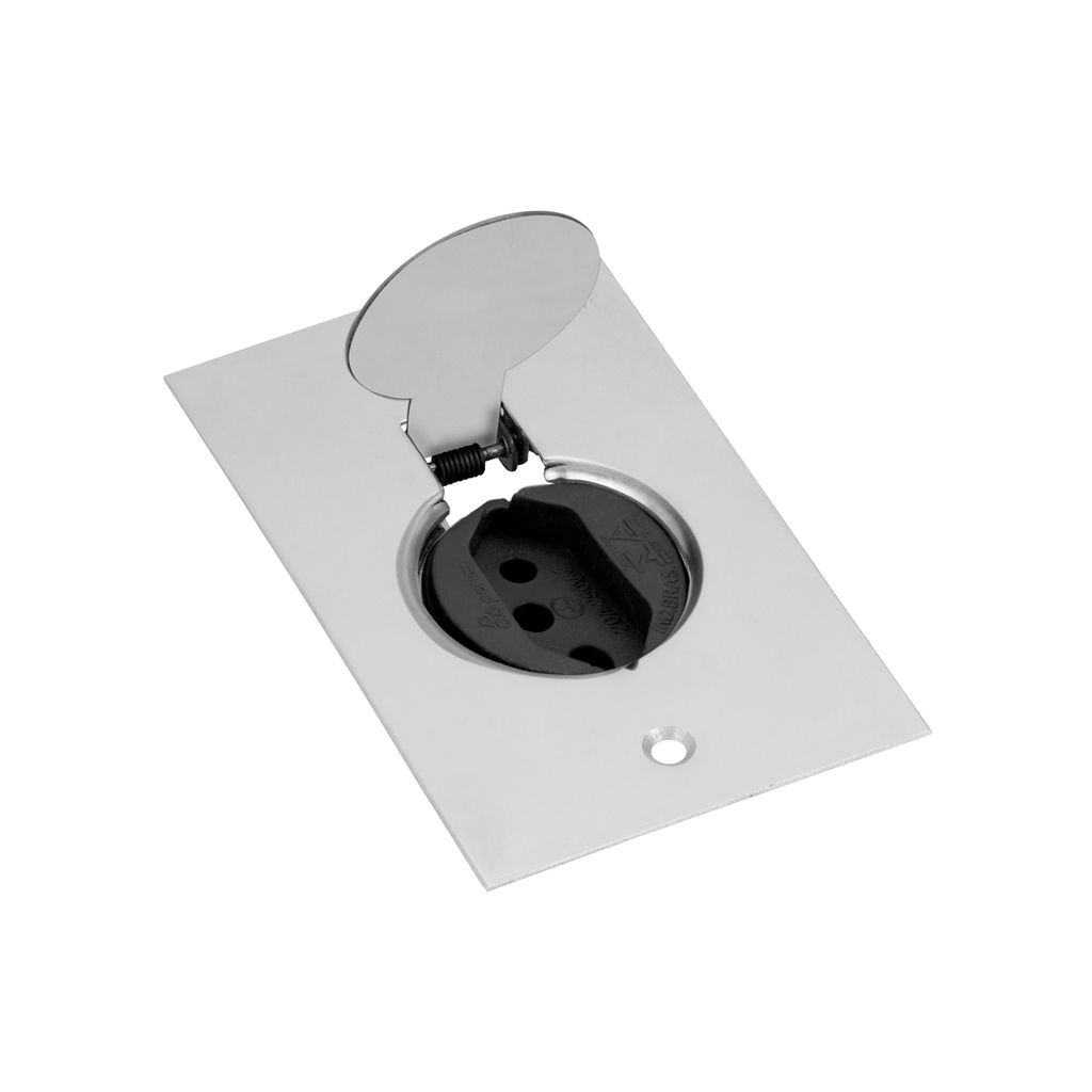 Conjunto 1 Tomada 10a Preta De Piso 4x2 – Inóx – Tpi004