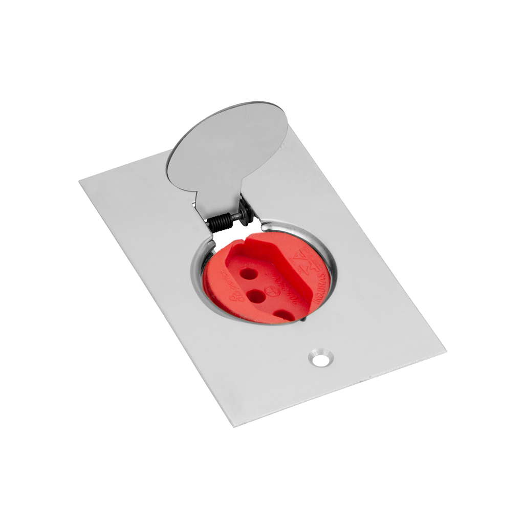 Conjunto 1 Tomada 20a Vermelha De Piso 4x2 – Inóx – Tpi006