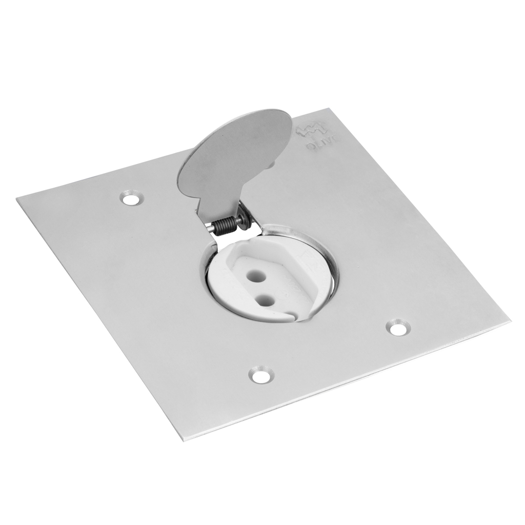 Conjunto 1 Tomada 10a Branca De Piso 4x4 – Inóx – Tpi008