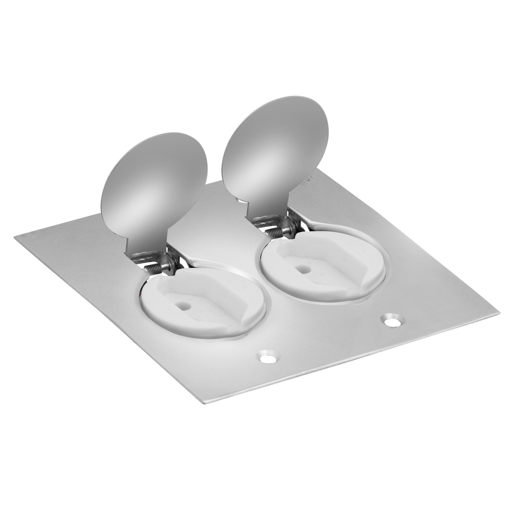 Conjunto 1 Tomada 10a + 1 Tomada 20a Branca De Piso 4x4 – Inóx – Tpi016