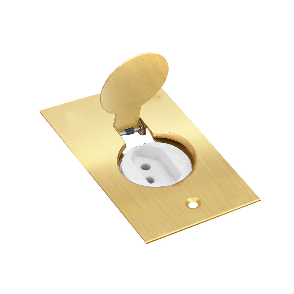Conjunto 1 Tomada 10a Branca De Piso 4x2 – Latão – Tpl002