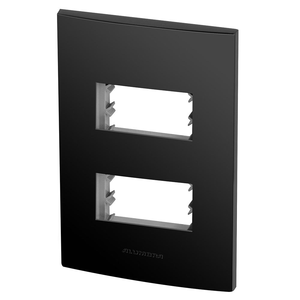 Placa 2 Módulos + Suporte 4x2 - Inova Preto Fosco - 85727