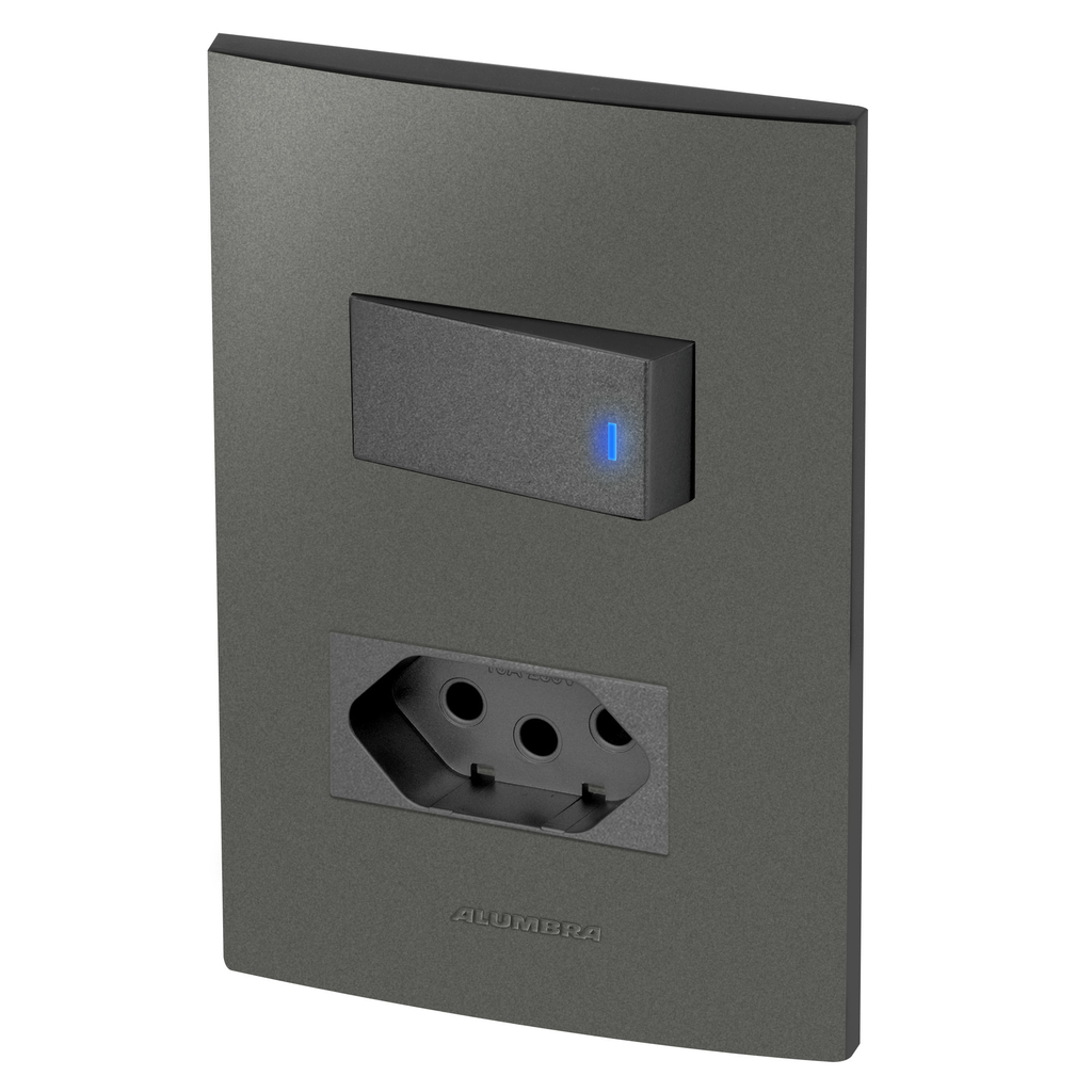 Conjunto 1 Interruptor Led + 1 Tomada 20a - Inova Grafite - Agt29
