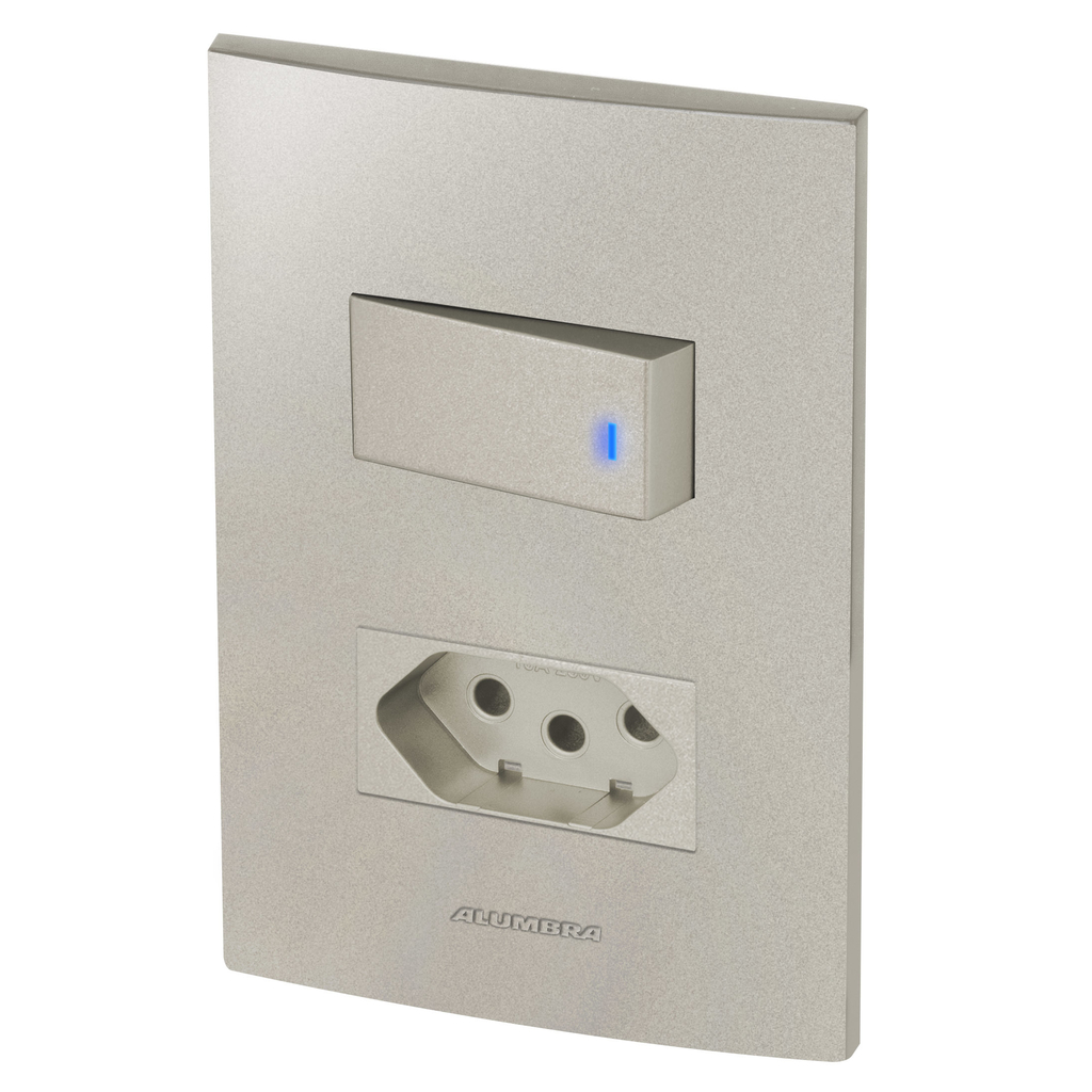Conjunto 1 Interruptor Led + 1 Tomada 10a - Inova Titanium - Att28