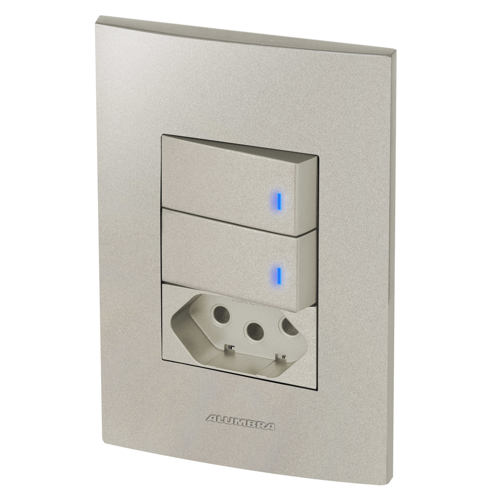 Conjunto 2 Interruptores Led + 1 Tomada 20a - Inova Titanium - Att31