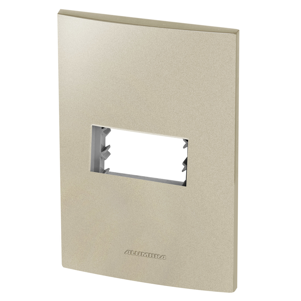 Placa 1 Módulo + Suporte 4x2 - Inova Champanhe - 85426