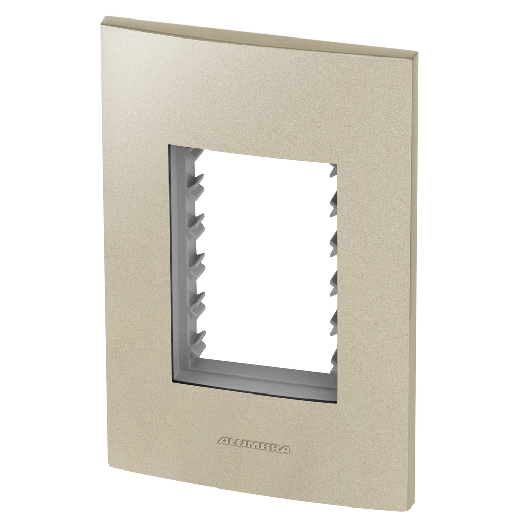 Placa 3 Módulos + Suporte 4x2 - Inova Champanhe - 85428