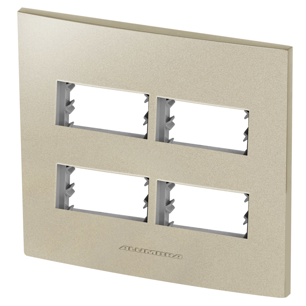 Placa 4 Módulos + Suporte 4x4 - Inova Champanhe - 85431
