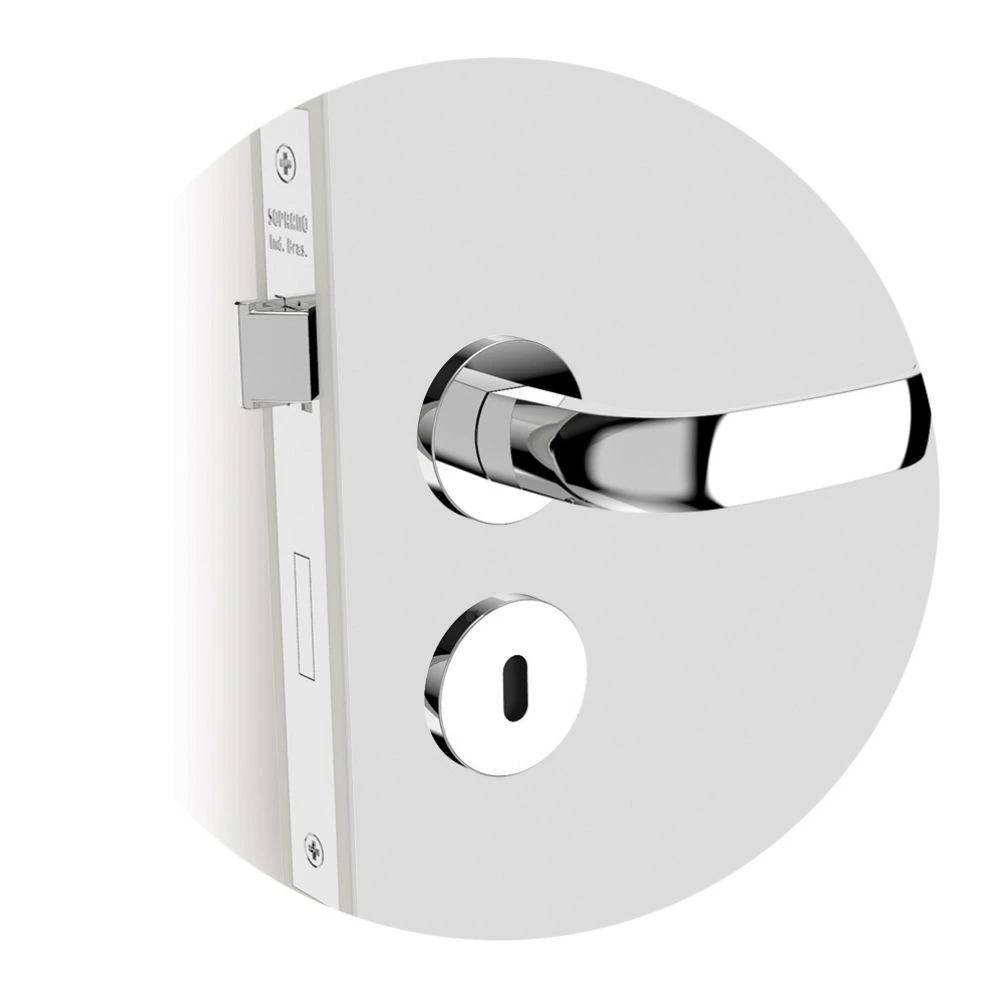 Fechadura Icaro Interna Roseta Redonda Cromado 40mm Ros22 (40x53 Oval) Soprano