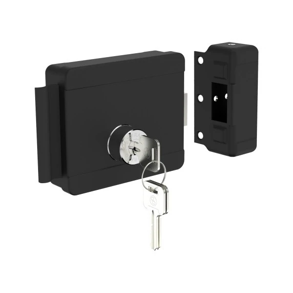 Fechadura Elétrica 12v Cilindro Fixo Py Direito E Esquerdo Ros42 Preto Soprano