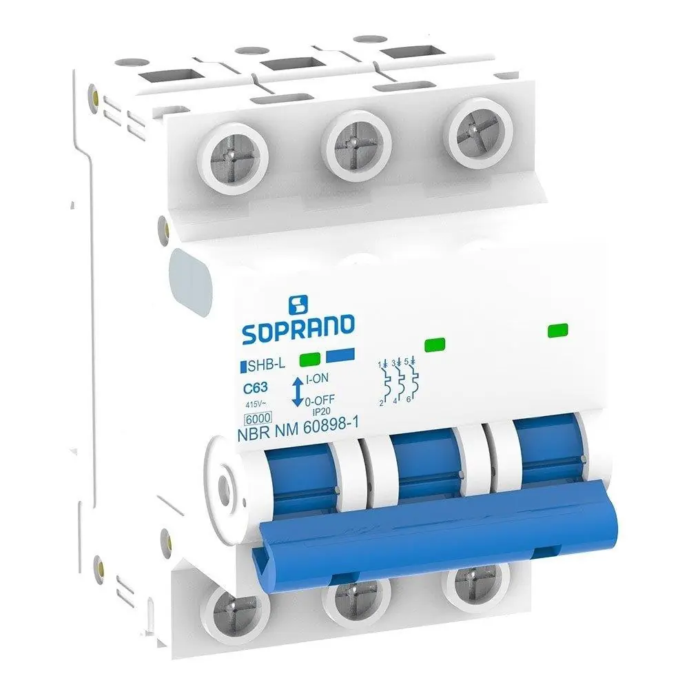 Disjuntor Soprano Din 3p 63a Shb Curva C Cemig