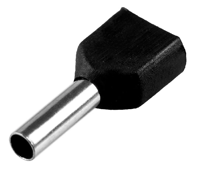 Terminal Tubular Ilhós Duplo 1,50 Mm² Preto 100 Peças