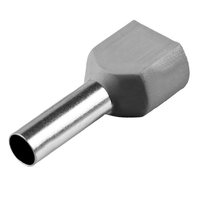 Terminal Tubular Ilhós Duplo 4,00 Mm² Cinza 100 Peças