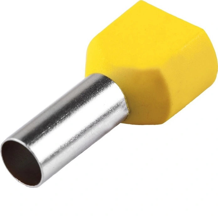 Terminal Tubular Ilhós Duplo 6,00 Mm² Amarelo 100 Peças