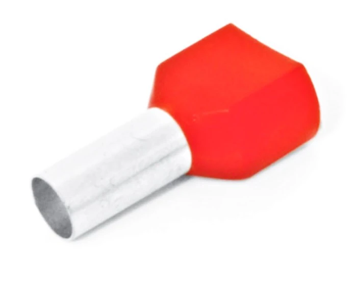 Terminal Tubular Ilhós Duplo 10 Mm² Vermelho 100 Peças