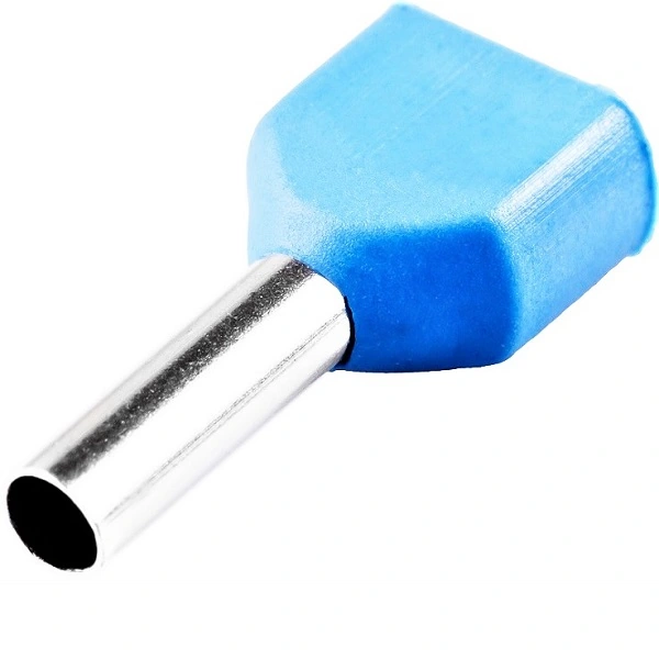 Terminal Tubular Ilhós Duplo 16 Mm² Azul 100 Peças