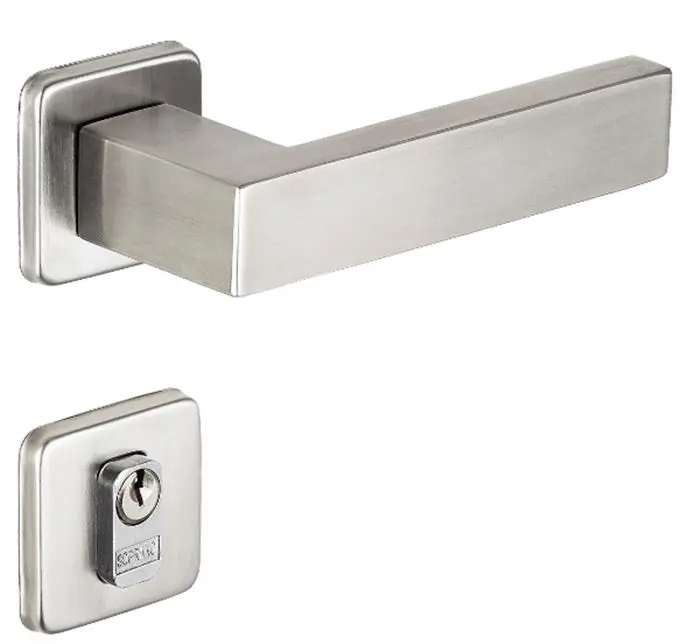 Fechadura Bali Externa Roseta Quadrada Inox Escovado 55mm Soprano