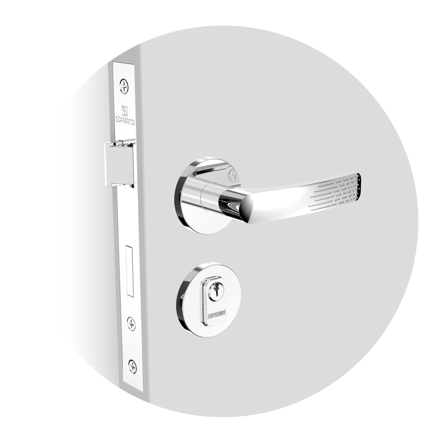 Fechadura Externa Paliway Reta Roseta Redonda Ros22 Cromado 40mm (40x53 Py53) Soprano