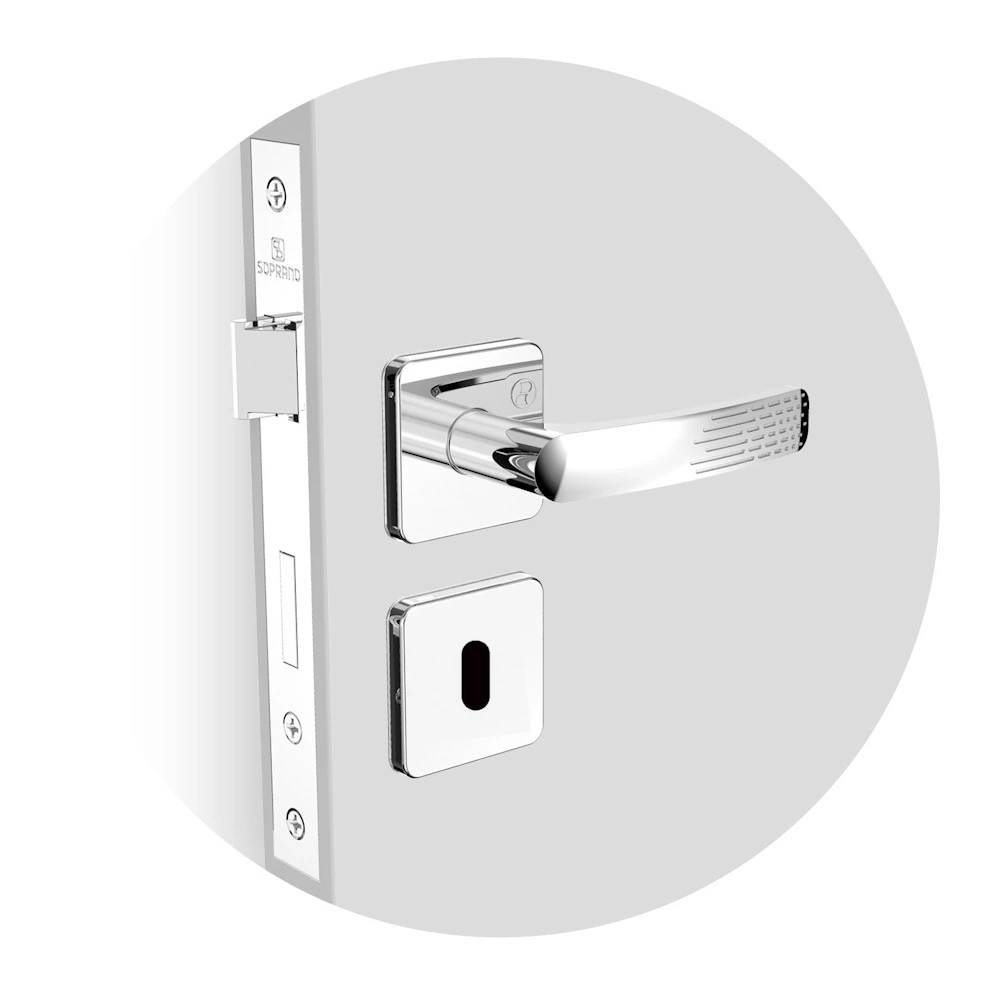 Fechadura Interna Paliway Reta Roseta Quadrada Ros24 Cromado 40mm (40x53) Soprano