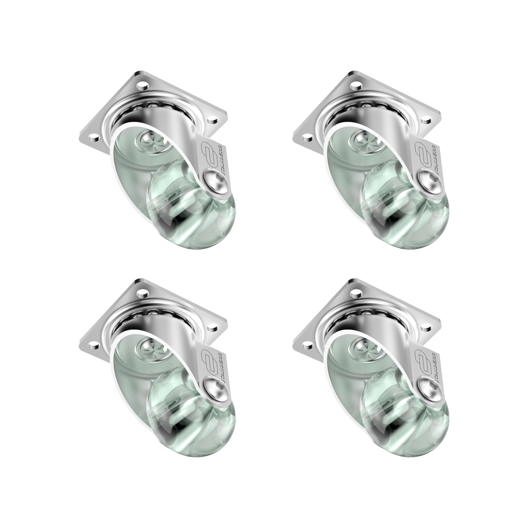 Kit Rodízio de Silicone sem Freio Incolor 35mm até 35kg Standers