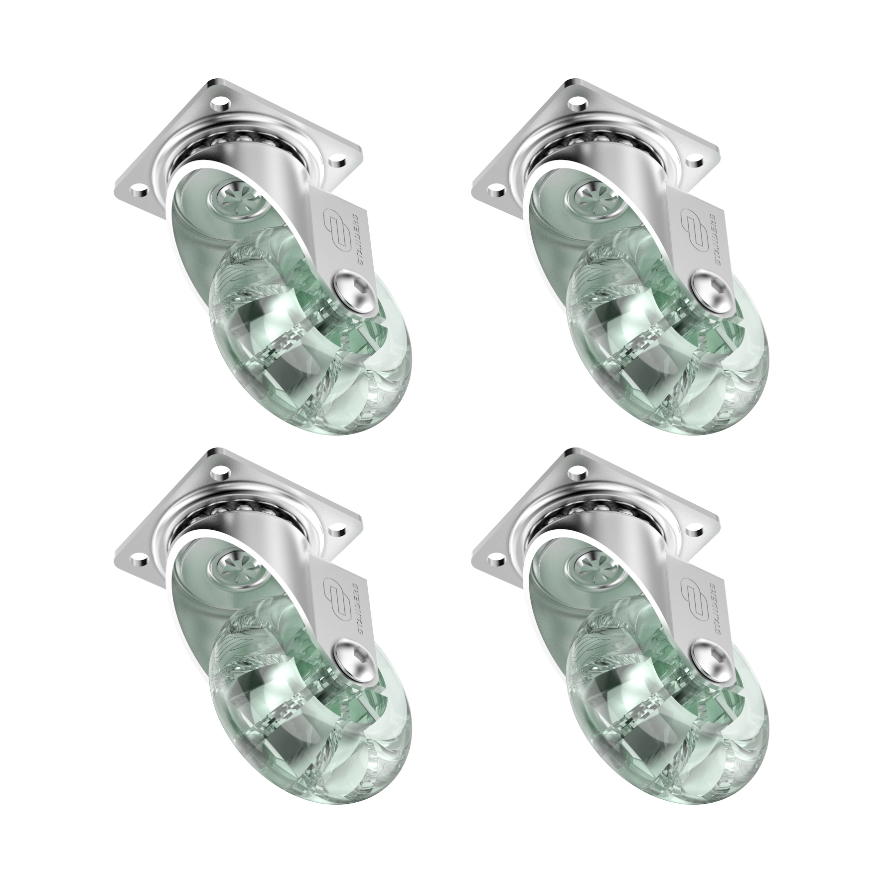 Kit Rodízio de Silicone sem Freio Incolor 50mm até 40kg Standers