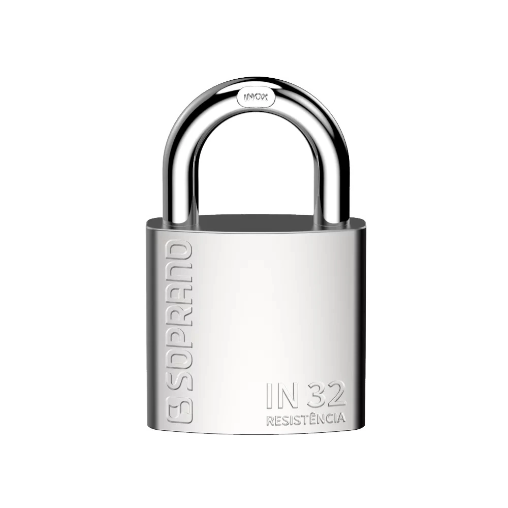 Cadeado De Aço Inox Maciço 32mm Escovado Blister In32 Soprano